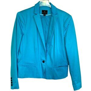 Worthington Womens One-Button Blazer Size 16 Turquoise Tropical Office Core